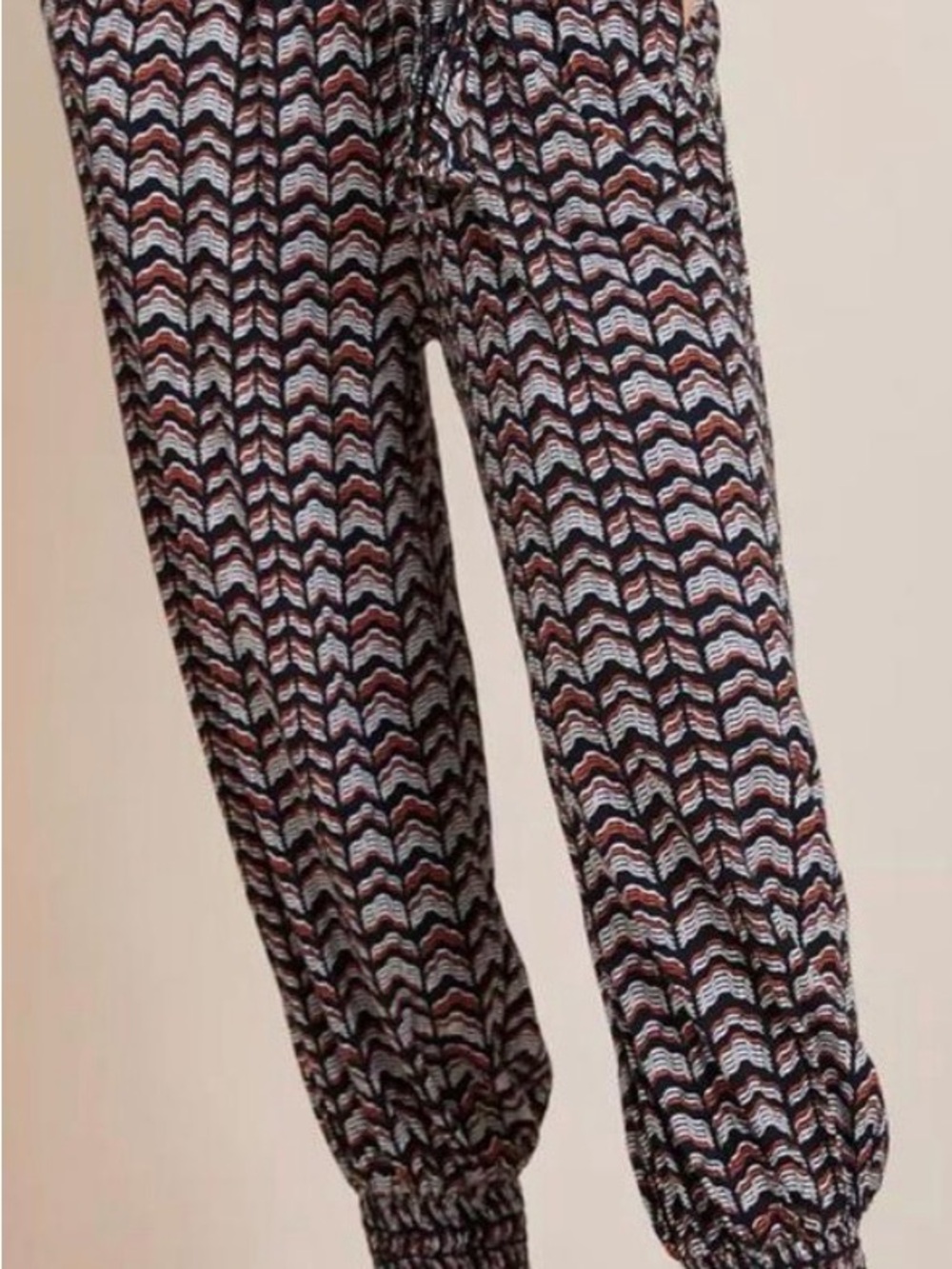 Anthropologie Wavy Printed Ankle Pants - Black, White & Rust